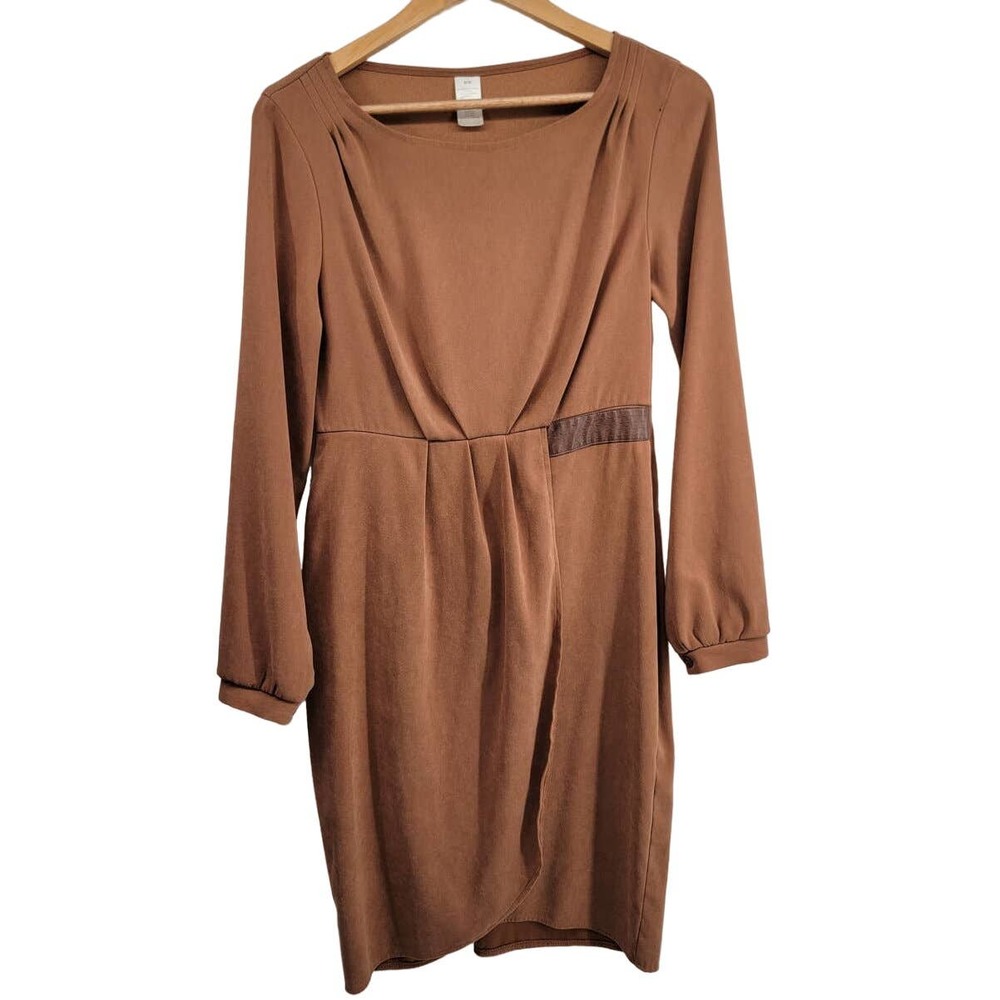 Balloon Sleeve Mini Faux Suede Leather Dress Terracotta Medium